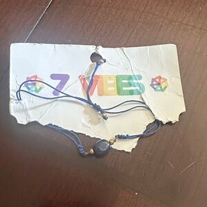 7 Vibes Blue Adjustable Bracelet with Beads